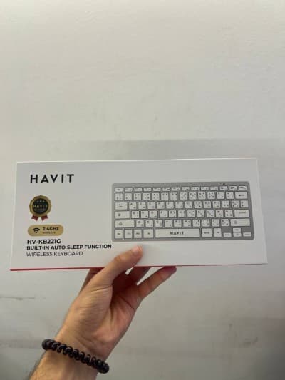 HAVIT KB221G WHITE - MINI CLAVIER SANS FIL - CONNEXION 2.4GHZ - DESIGN COMPACT - SILENCIEUX - ERGONOMIQUE - WHITE