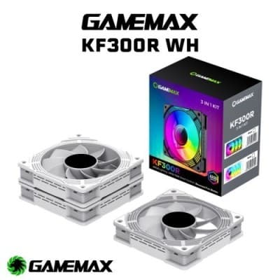 GAMEMAX KF300 - KIT 3 VENTILATEURS GAMING - 120mm ARGB PWM - REVERSE FAN - SILENCIEUX - WHITE