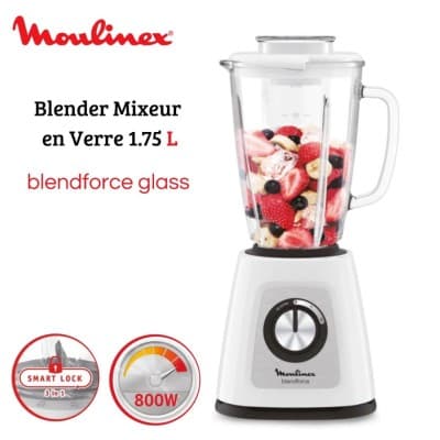 Blender Mixeur En Verre Moulinex Blendforce 800W 1.75L avec 3 Vitesses