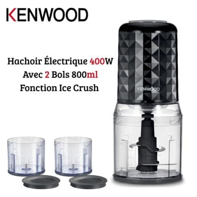 Hachoir Électrique Kenwood avec 2 Bol 800ml 400W 4 Lames avec 2 Vitesses Fonction Ice Crush - مفرمة