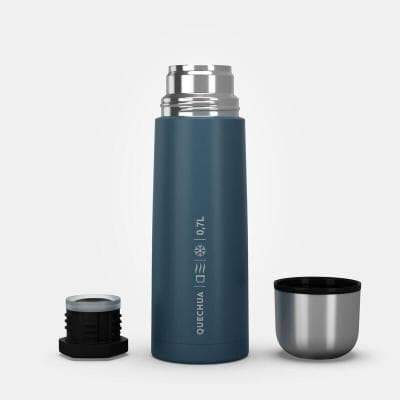 Bouteille Decathlon isotherme inox 0,7L avec gobelet pour la randonnée - bleu
