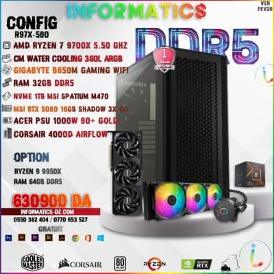 INFORMATICS CONFIG R97X-580 | RYZEN 7 9700X 5.50 GHZ + 360MM | RTX 5080 16GB OC | 32GB DDR5