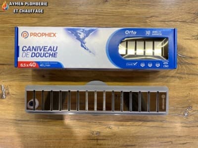 CANIVEAU DE DOUCHE PROPHEX 40 CM BRILLANT SORTIE 50