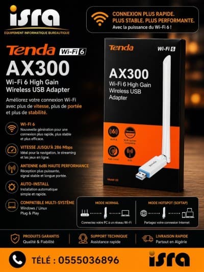 CLE USB WIFI TENDA U2 AX300 WIFI 6