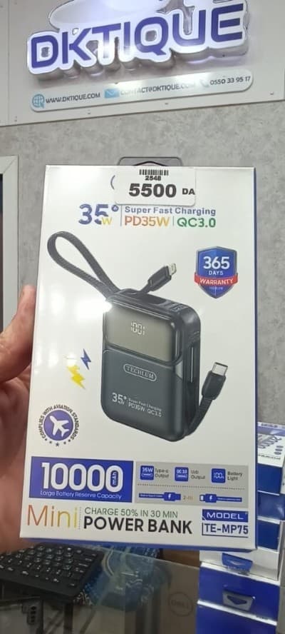 Power Bank Techlum TE MP75 10000 mAh 35W Batterie Externe Puissante Mobile
