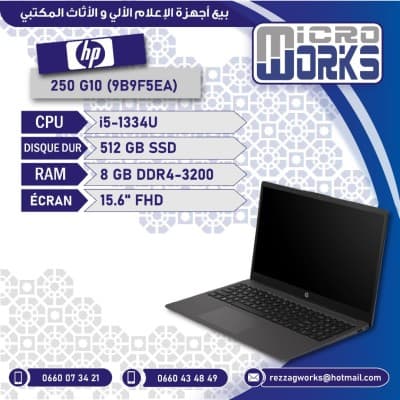 LAPTOP HP 250 G10 I5-1334U RAM 8GB /512GB SSD ECRAN 15.6"