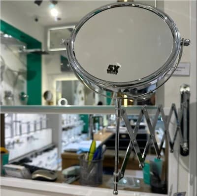 MIROIR GROSSISSANT DOUBLE FACE PRADEL DANA AUTO ZOME X5 MURAL ROND EXTENSIBLE 17 CM CHROME