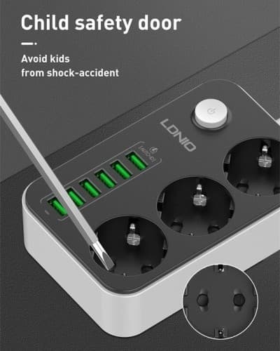 Multiprise LDNIO SC3604 avec 3 prises et 6 ports USB 17W pour recharger votre téléphone.