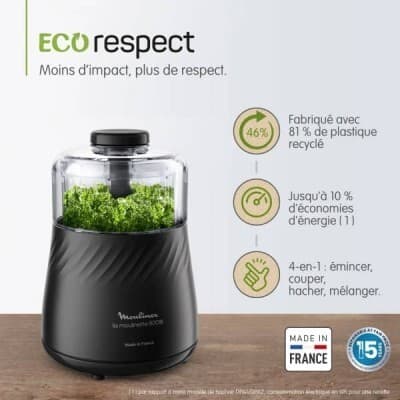 Moulinex MINI HACHOIRE Moulinette Eco Respect DP710810 - 800W - 4 fonctions-made in france