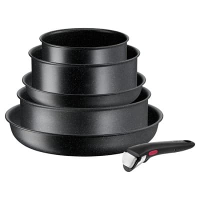 Batterie de cuisine TEFAL induction 6 pièces INGENIO BLACK STONE NOIR