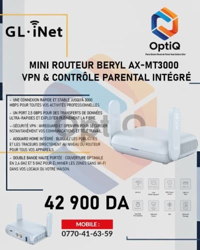 MINI ROUTEUR DE VOYAGE WIFI-6 GLiNET BERYL AX-MT3000 + VPN
