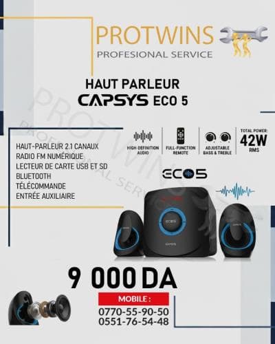 Haut parleur Bluetooth CAPSYS ECO 5 RADIO FM ( SD,USB,AUX )