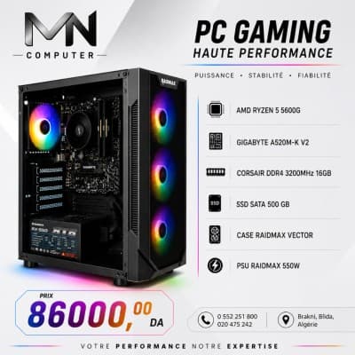 Config AMD RYZEN 5 5600G / GIGABYTE A520M-K V2 / DDR4 CORSAIR 16GB 3200MHz / SSD 500GB