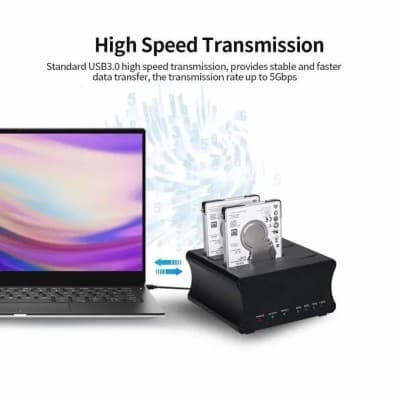 Station d'Accueil Double Disques Durs SATA 2,5/3,5 SSD USB 3.0 avec Clonage Offline