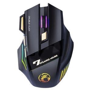 Souris sans fil Gamer Rechargeable, Ergonomique 3 Niveaux DPI Réglable Souris avec 7 Bouton, RGB