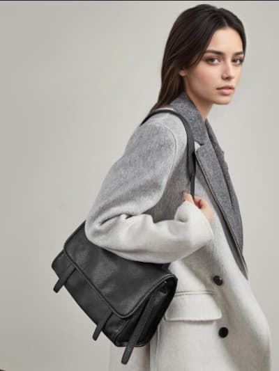 Sac cabas messenger en cuir de veau pleine fleur, style rétro et niche, décontracté, à porter sur l'épaule, en bandoulière ou à la main