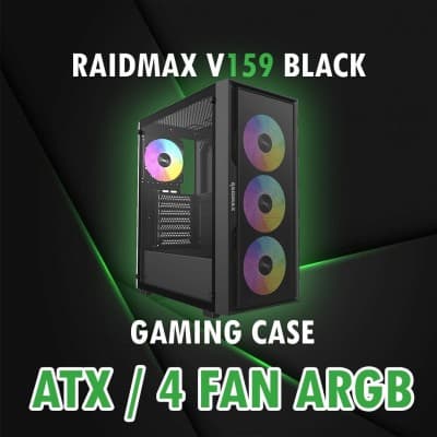 RAIDMAX V159 / GAMING CASE / 4 FAN ARGB / BLACK / ATX