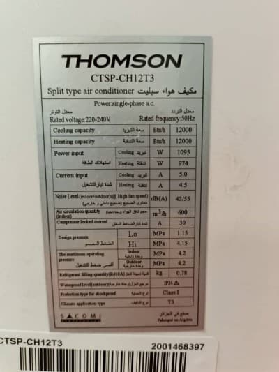 Climatiseur Thomson 58500 da