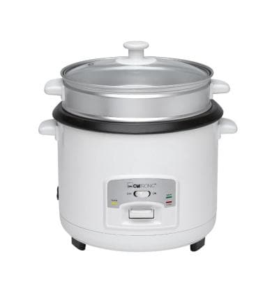 Cuiseur à Riz Clatronic, Capacité 2,5 Litres Pour 2,5 kg De Riz Cuit, 700 W, Acier Inoxydable, Blanc