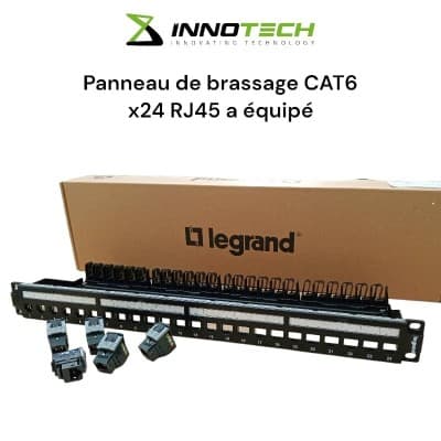 Panneau de brassage LEGRAND 19" 1U CAT6 équipé de 24 connecteurs RJ45 FTP