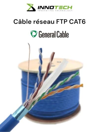 CABLE RESEAU F/UTP CAT6 TOURÉ DE 500M MARQUE GENERAL CABLE réseau informatique