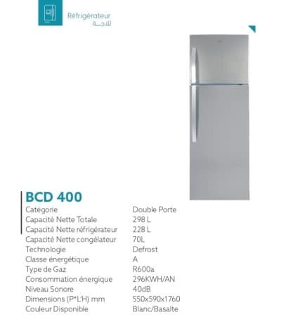 REFRIGERATEUR IRIS BCD 400 GRIS/INOX