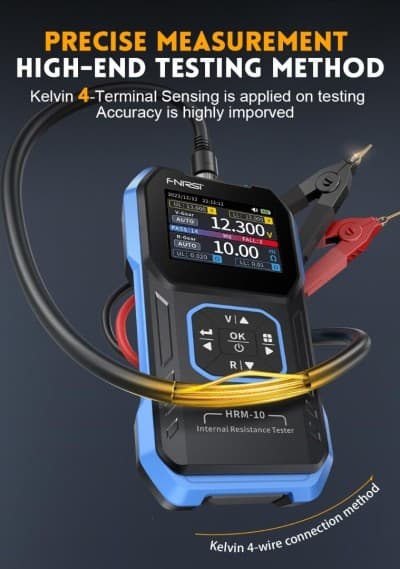 FNIRSI HRM-10 Testeur de tension résistance interne et condensateur de batterie de voiture
