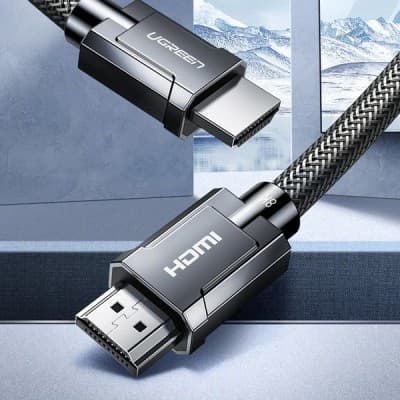 Cable HDMI Ugreen-Fil Rond HD135 8K HDMI2.1 HD, 48Gbps, 1m gray (HD135) Alliage de zinc/PVC