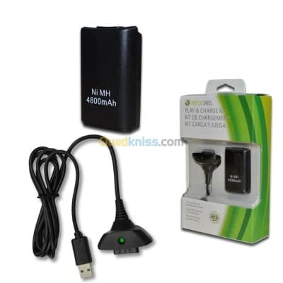 KIT Batterie 4800 MAH & Chargeur Manette XBOX 360 Noir