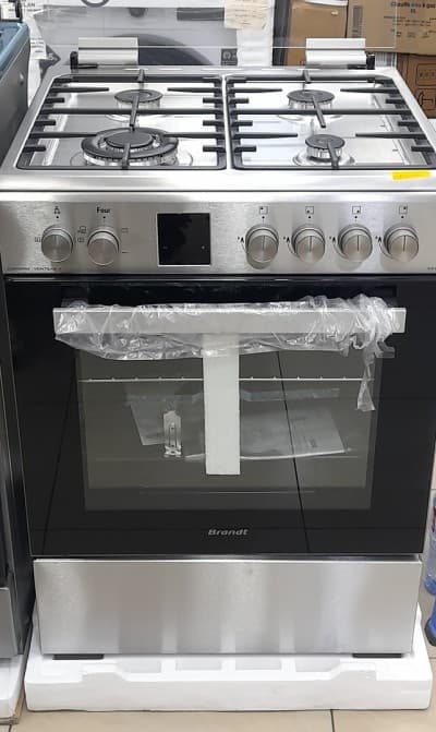 Promotion cuisinière brandt 4 feux inox ventilé gaz electrique wok tabona