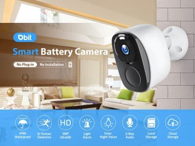Caméra de surveillance extérieur 2k 3mp avec batterie sans fil 4G sans installation