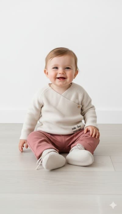 La redoute Ensemble Bébé 3 Pièces Cosy & Tendance, Cardigan brodé + Pantalon Molletonné + Chaussons, Produit Original