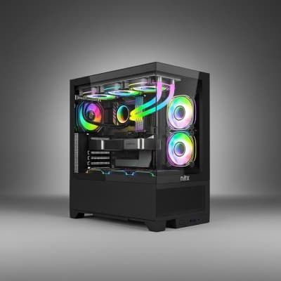 Boitier Gamer NOX INFINITY full Black plus 6Pcs Fan M31-12cm ARGB + Controller 10 sorties