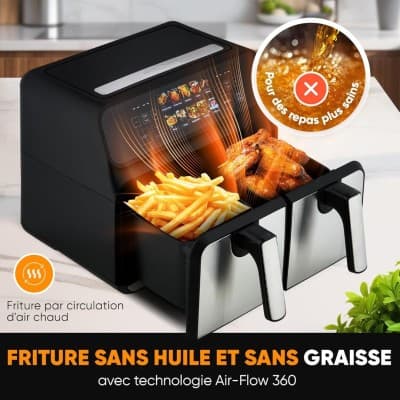 Friteuse à air chaud ProfiCook 2 compartiments 8 litres (2x4 L) 2200W PC FR 1287 H