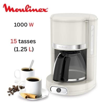 Cafetière Électrique Moulinex Soleil 1000W 15 Tasses 1.25L Avec Fonction Maintien Au Chaud