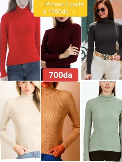 Pull col roulé en maille de laine pour femmes et ado Turkey
