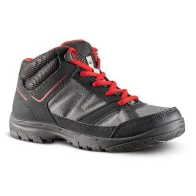CHAUSSURES DECATHLON DE RANDONNÉE ENFANT MONTANTES MH100 MID JR NOIRES/ROUGES