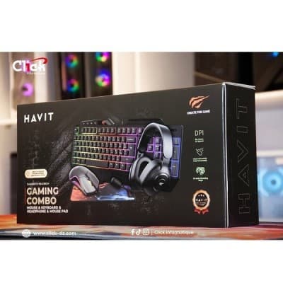 COMBO 4 IN 1 HAVIT KB4236CM RGB CLAVIER SOURIS CASQUE TAPIS