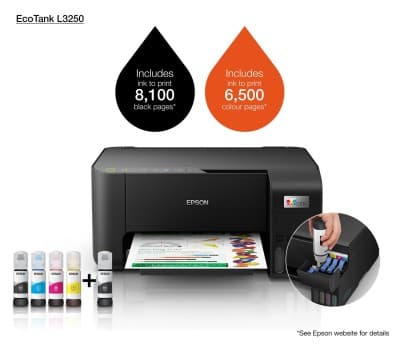 Imprimante Epson A4 EcoTank L3250 Multifonction WiFi Impression Recharge Sans Cartouche