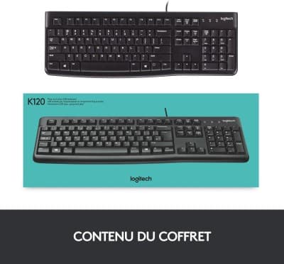 Clavier souris Logitech K120 originale USB bureau PC compact simple fiable