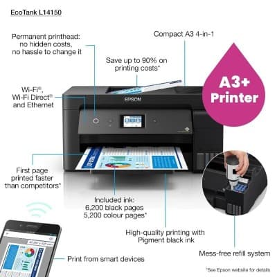 Multifonctions Epson L14150 Avec Réservoir 4 en 1 Wifi - A3 Couleur