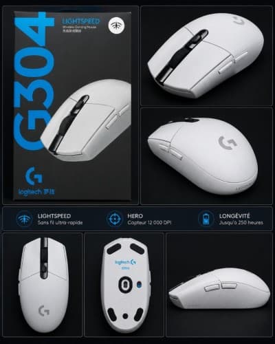SOURIS SANS FIL LOGITECH G304 GAMING 12000 DPI WHITE