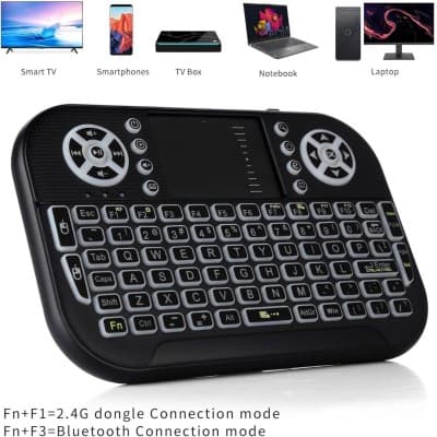 Mini Clavier Dual Bluetooth avec Pavé Tactile, Rétroéclairé, Rechargeable, pour PC tv