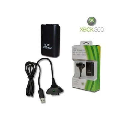 XBOX Batterie + Kit de Chargement Adaptable Compatible MANETTE XBOX 360
