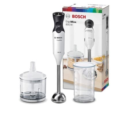 BOSCH bras mixeur 800w - 2 accessoire -vitesse 12, MS6CA4150 blanc