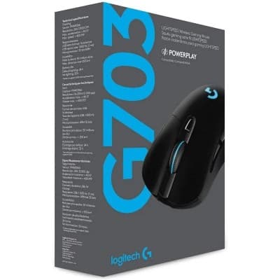 SOURIS sans fil Logitech G703 Lightspeed original -12000 dpi 6 touches Pour droitier Accélération max 40 G Fréquence du signal 1000 Hz Vitesse max 400 ips Rétroéclairage