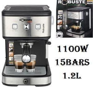 Robuste MOKA Machine a cafe a bras -15 bar-1.2L-1100W- Noir -Argent