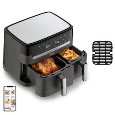 Friteuse sans huile MOULINEX 2700W Dual Easy Fry & Grill EZ905B20 8 programmes 8.3L (2 Tiroirs)