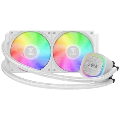 GAMDIAS AURA GL240 V2 - WATER COOLING 240MM -2 X FANS ARGB - PERFORMANCE - INTEL & AMD - WHITE