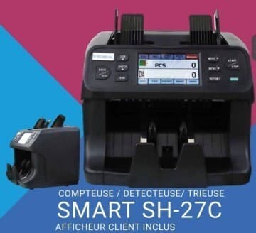 COMPTEUSE NUMEN SH-27C - COMPTEUSE MONOPOCHE - DÉTECTION DE FAUX BILLETS - ÉCRAN LCD - NOIR